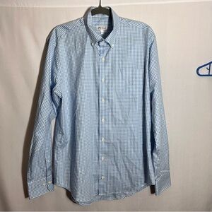 Peter Millar Mens Crown Soft Gingham Sport Button Down shirt Size L Blue Preppy